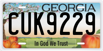 GA license plate CUK9229