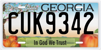 GA license plate CUK9342