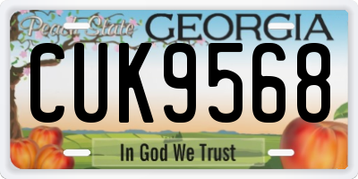 GA license plate CUK9568