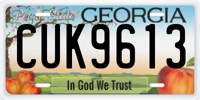 GA license plate CUK9613