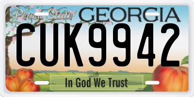 GA license plate CUK9942