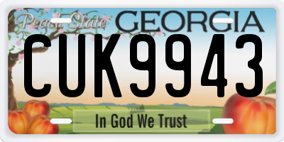 GA license plate CUK9943