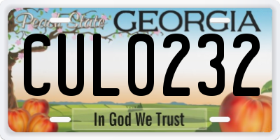 GA license plate CUL0232