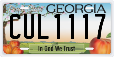 GA license plate CUL1117