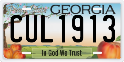 GA license plate CUL1913