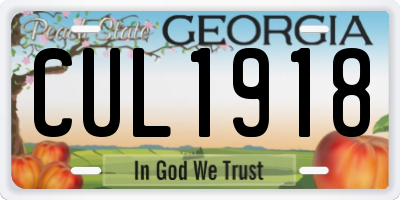 GA license plate CUL1918