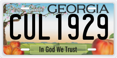 GA license plate CUL1929