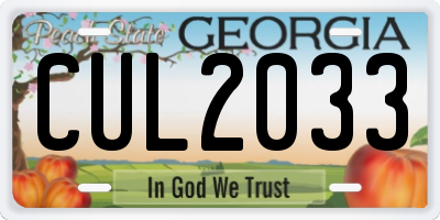 GA license plate CUL2033