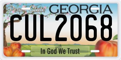 GA license plate CUL2068