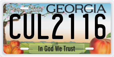 GA license plate CUL2116