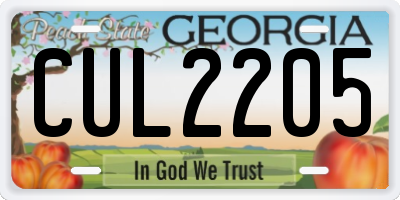 GA license plate CUL2205