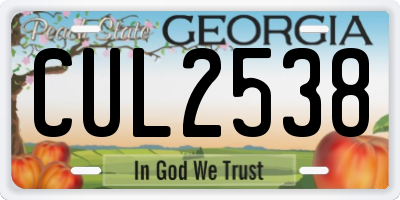 GA license plate CUL2538