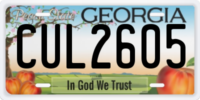 GA license plate CUL2605