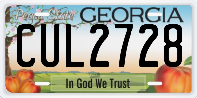 GA license plate CUL2728