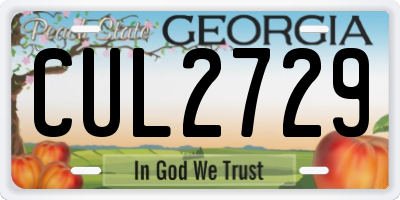 GA license plate CUL2729