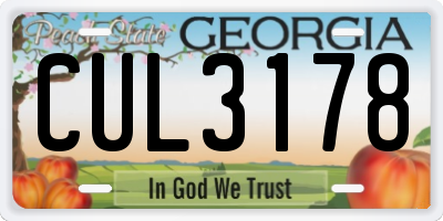 GA license plate CUL3178