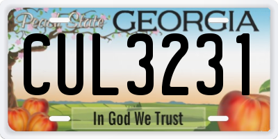 GA license plate CUL3231