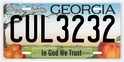 GA license plate CUL3232