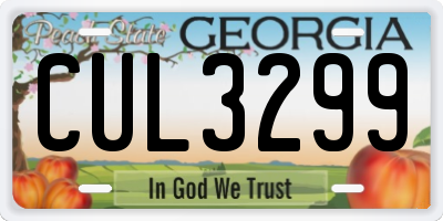 GA license plate CUL3299