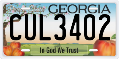 GA license plate CUL3402