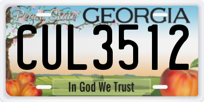 GA license plate CUL3512