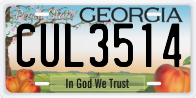 GA license plate CUL3514