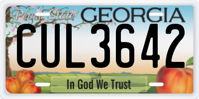 GA license plate CUL3642
