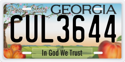 GA license plate CUL3644