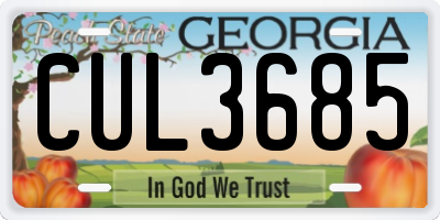 GA license plate CUL3685