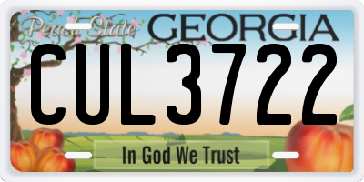 GA license plate CUL3722