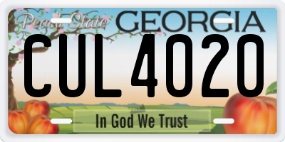 GA license plate CUL4020