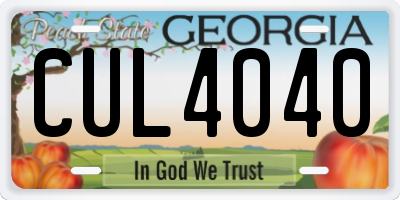GA license plate CUL4040
