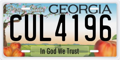 GA license plate CUL4196