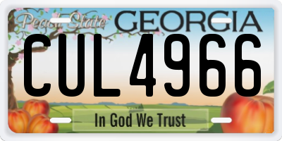 GA license plate CUL4966