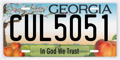 GA license plate CUL5051