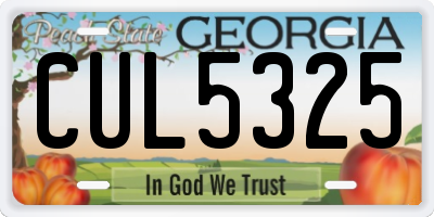 GA license plate CUL5325