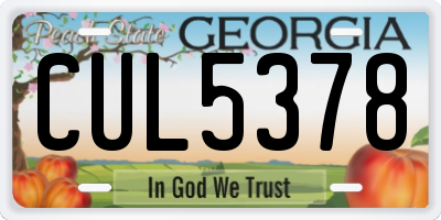 GA license plate CUL5378