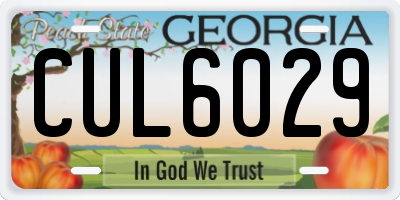 GA license plate CUL6029