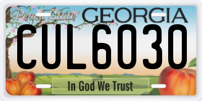 GA license plate CUL6030