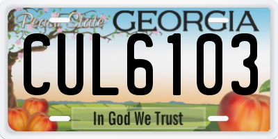 GA license plate CUL6103