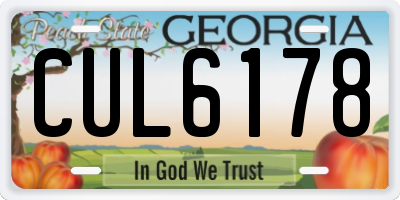 GA license plate CUL6178