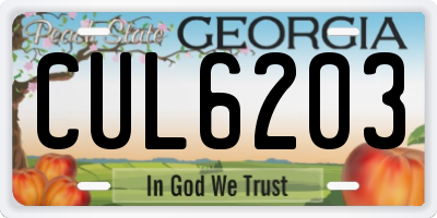GA license plate CUL6203