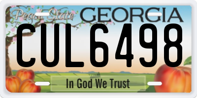 GA license plate CUL6498