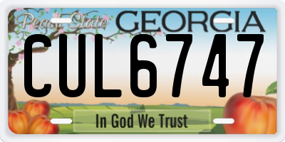 GA license plate CUL6747