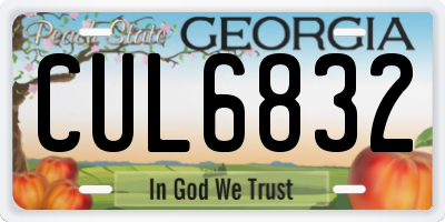 GA license plate CUL6832
