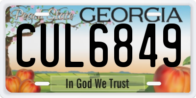 GA license plate CUL6849