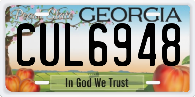 GA license plate CUL6948