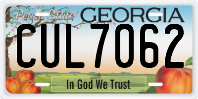 GA license plate CUL7062