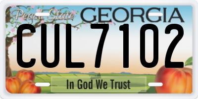 GA license plate CUL7102
