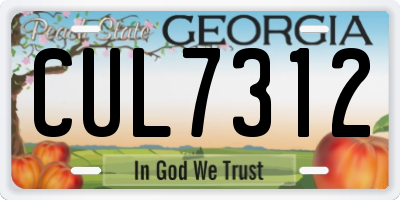 GA license plate CUL7312